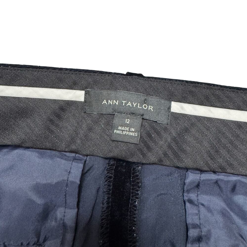 ANN TAYLOR Velvet Smoking Pants In Atlantic Navy Size 12 Womens Wide Leg #447341 - Picture 4 of 8